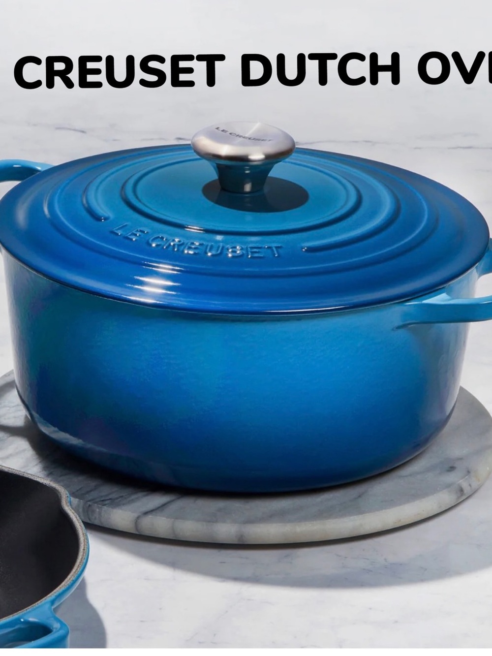 Le Creuset Blue Round Enamel Dutch Oven with Stainless Knob 11” 6.7L